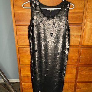 Calvin Klein Black Matte Paillette Sequin Tank Cocktail Dress S NWT